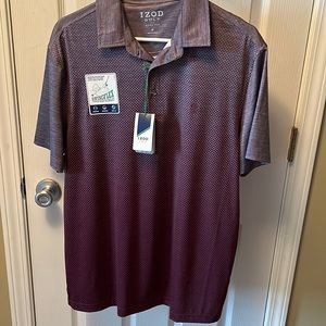 Gorgeous IZOD golf polo. Grey/purple gradient color front, solid grey on back.